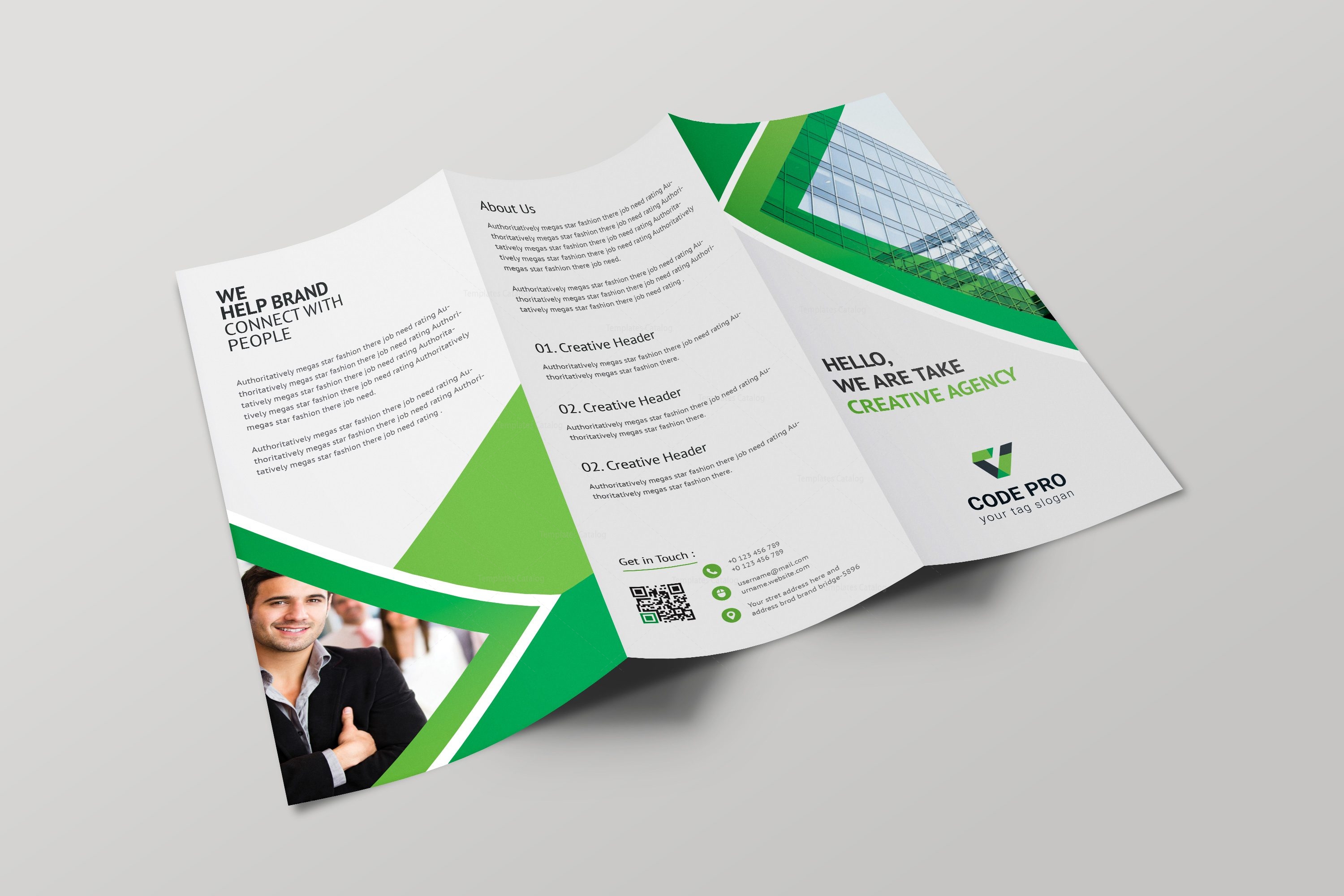 Athena Professional Tri-fold Brochure Design Template · Graphic Yard ...