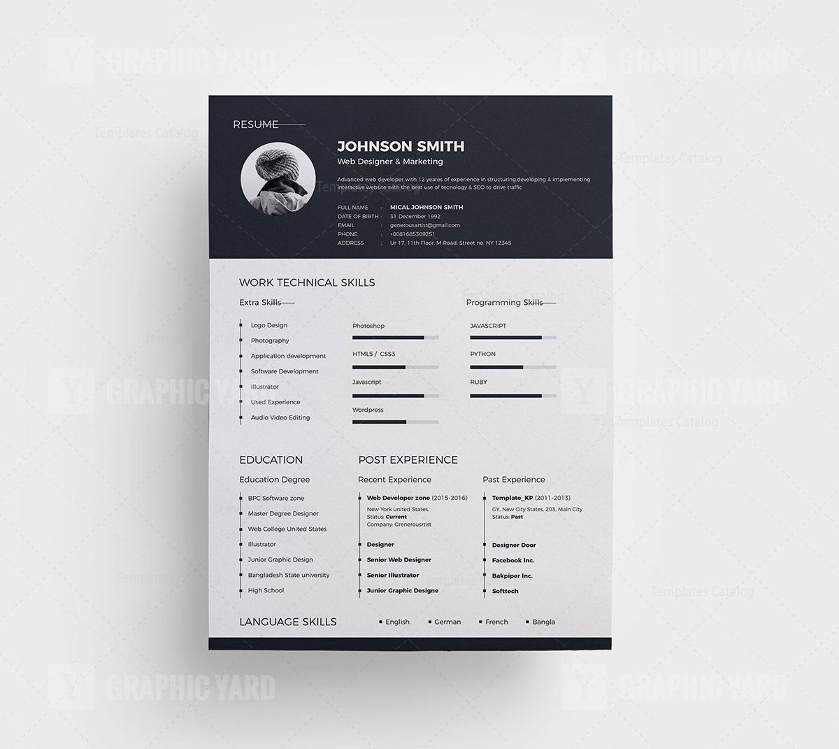 Basic Resume Template · Graphic Yard | Graphic Templates Store