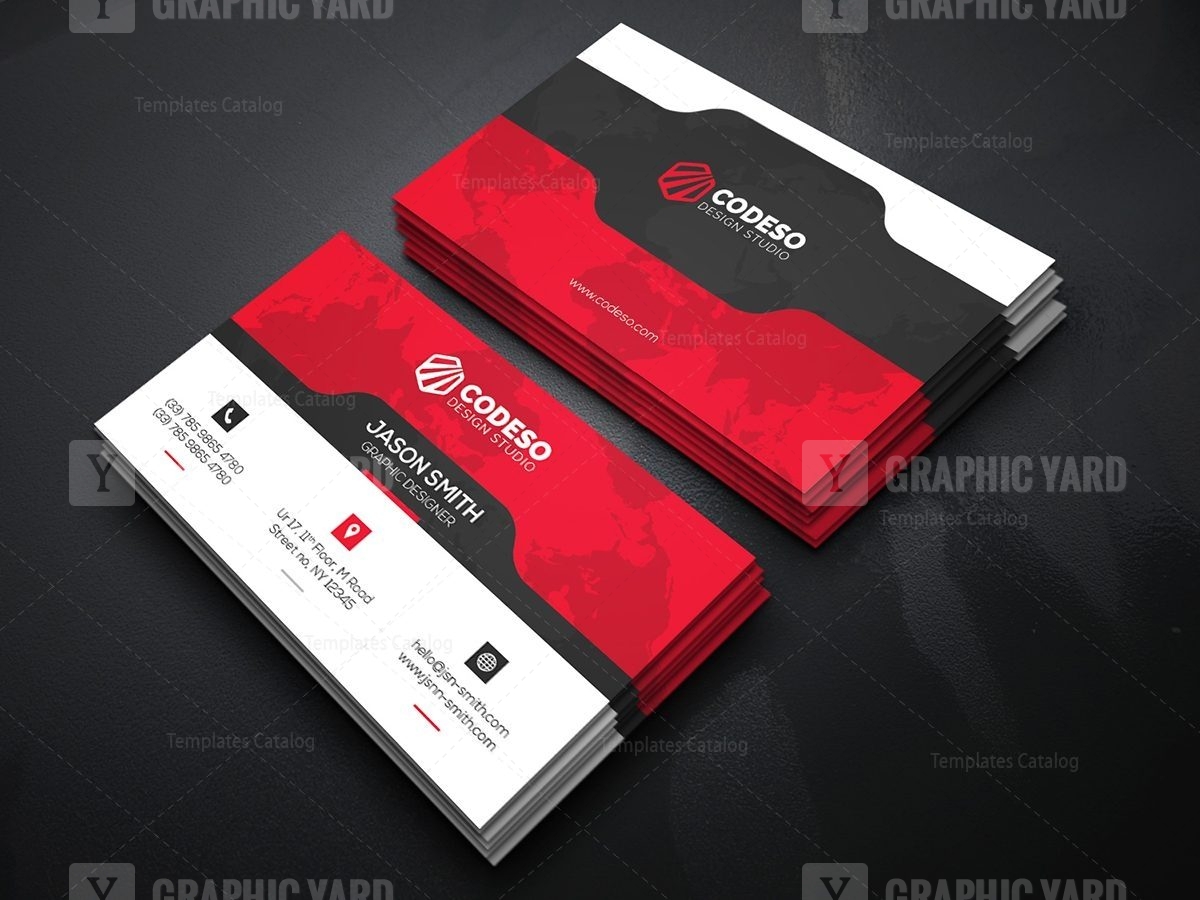 Business Card Template with Futuristic Design 000370 · Graphic Yard ...