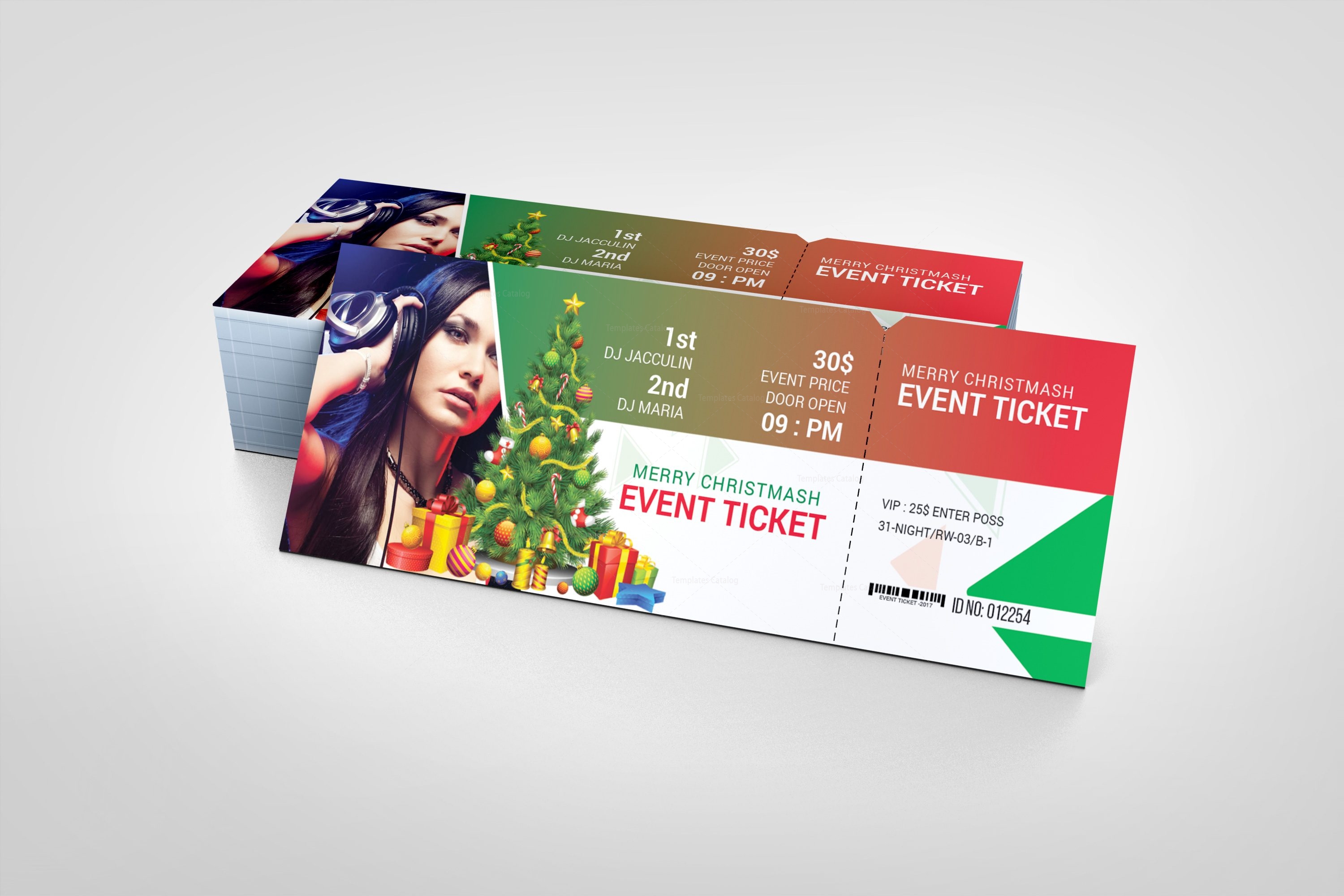 Christmas Event Ticket Design Template · Graphic Yard | Graphic ...