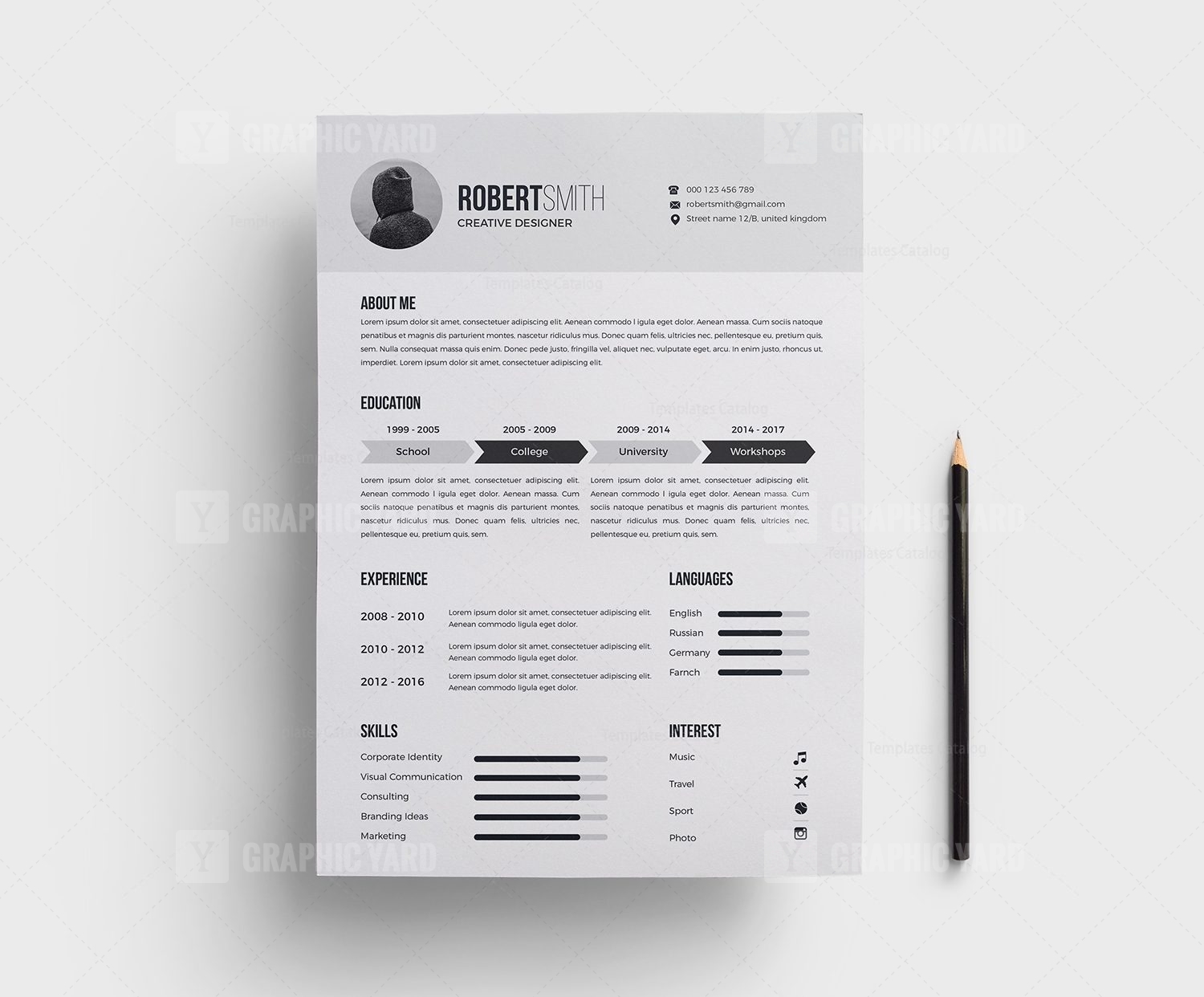 Classy Light Blue Resume Template · Graphic Yard | Graphic Templates Store