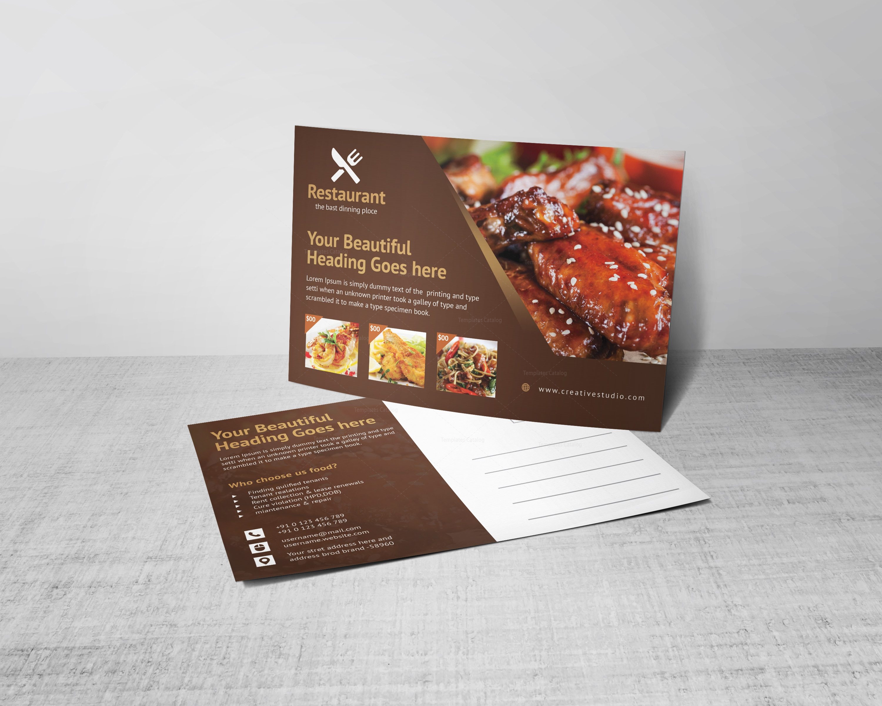 Creative Restaurant Postcard Design Template · Graphic Yard Graphic