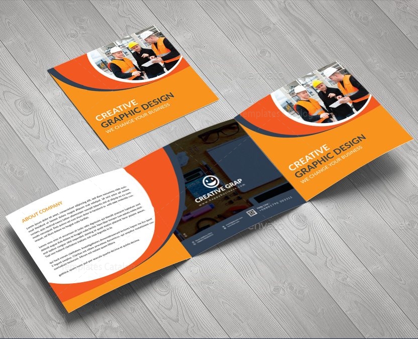 Elegant Corporate Square Tri-Fold Brochure Design Template · Graphic ...