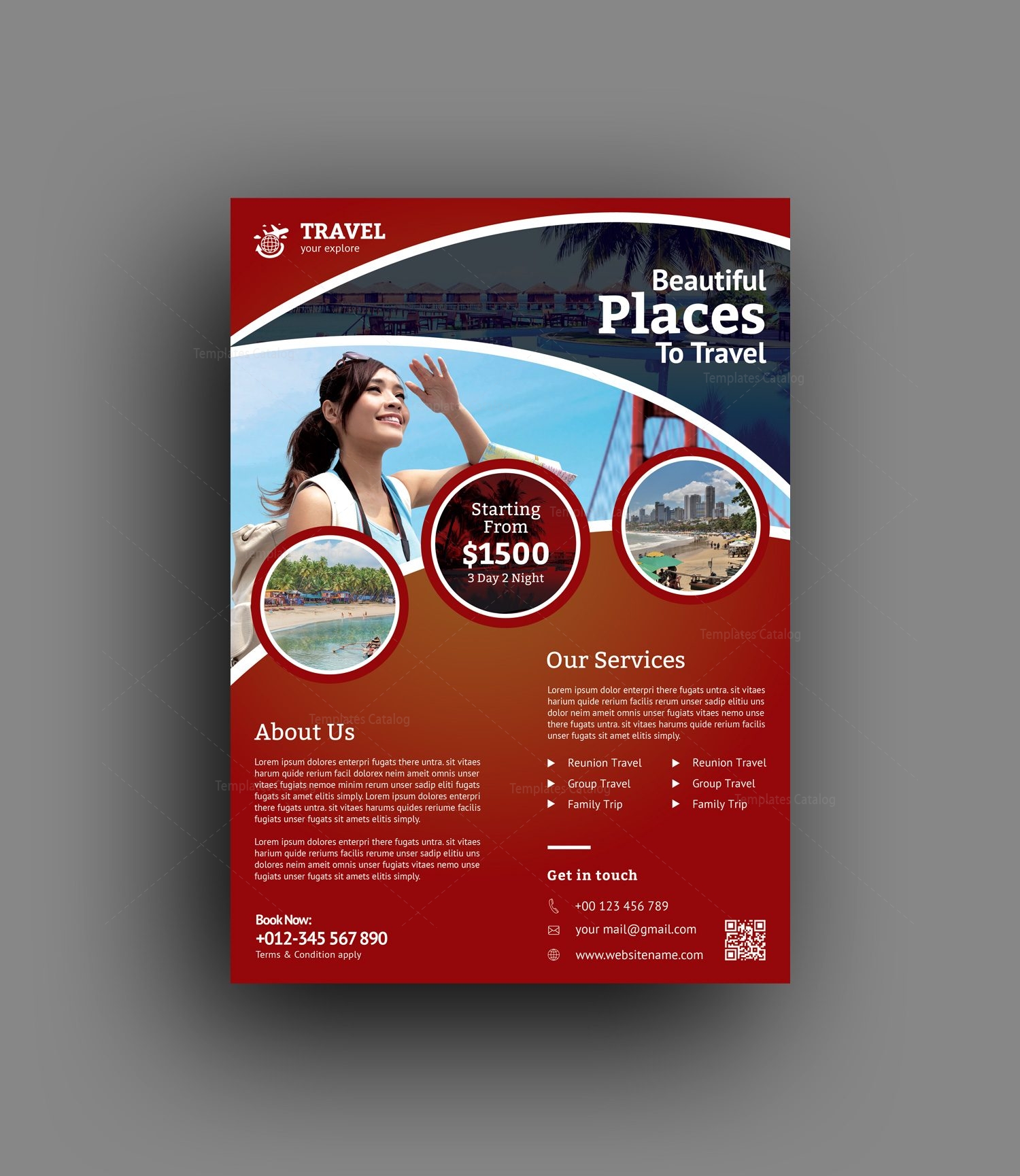 Modern Travel Agency Flyer Design Template · Graphic Yard | Graphic ...