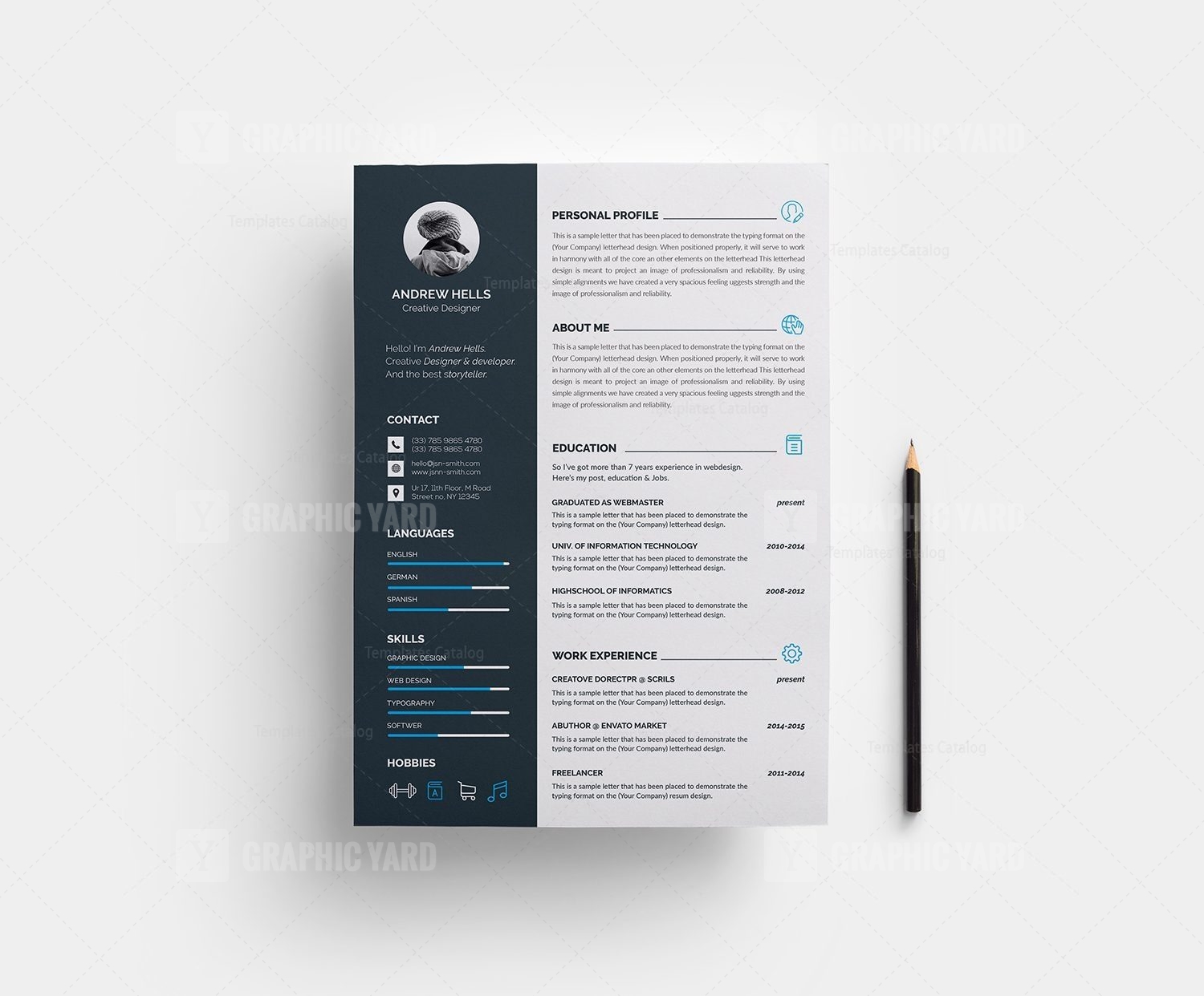 Resume Template with Modern Design · Graphic Yard | Graphic Templates Store