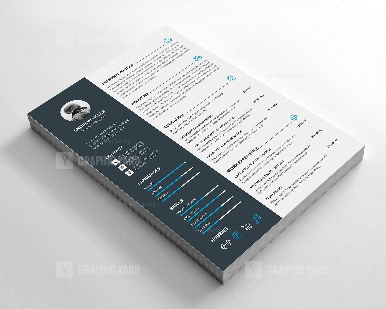 Resume Template with Modern Design · Graphic Yard | Graphic Templates Store