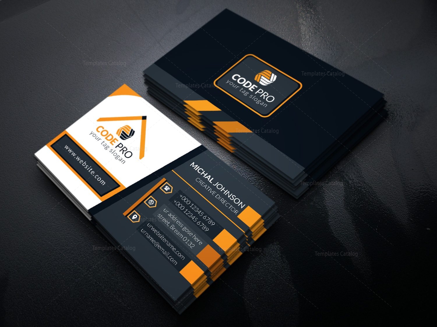 Sleek Business Card Design Template in EPS Format · Graphic Yard ...