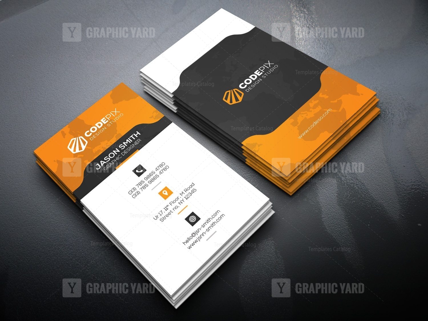 Vertical Business Card With Stylish Design · Graphic Yard 